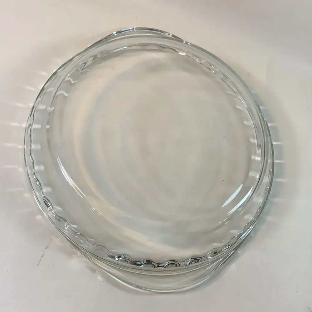 9 1/2 Inches Glass Pie Plate Fluted 2 Handles Mexico Heavy Durable Baking Home - Picture 5 of 7